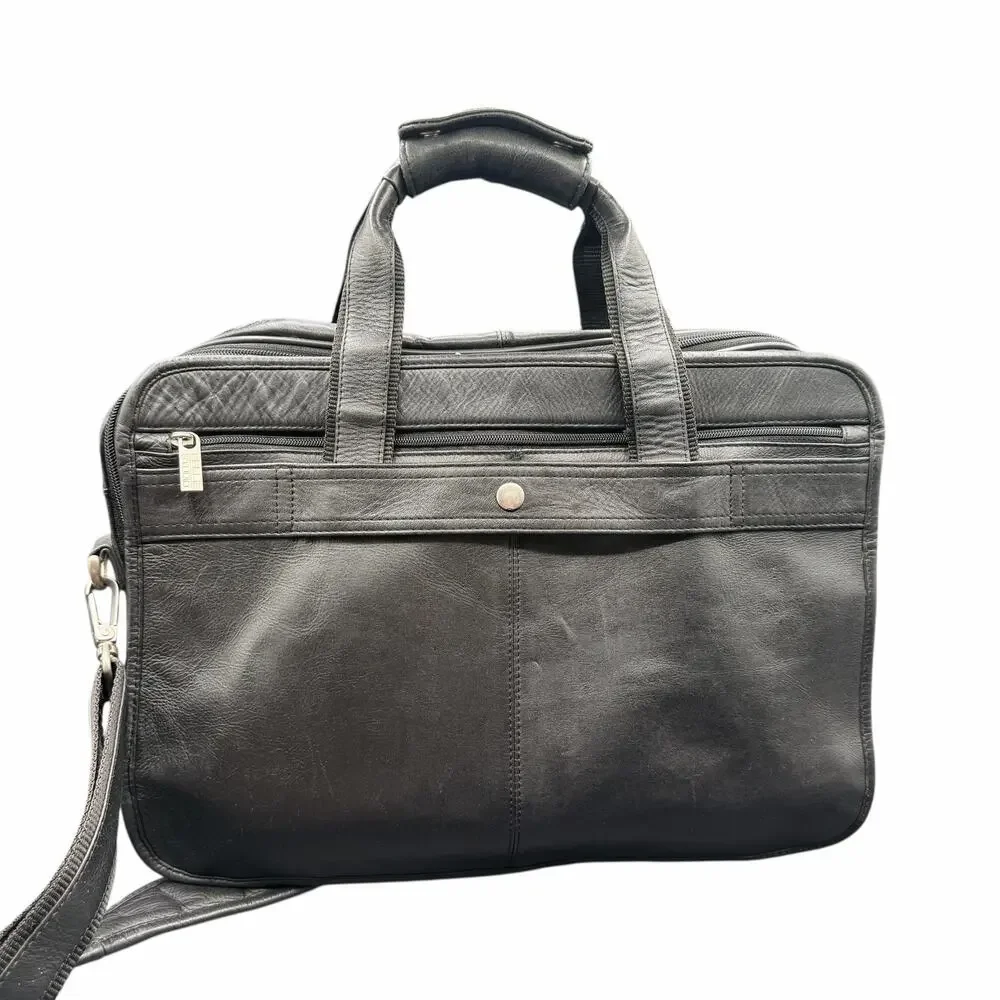 Wilsons Leather Pelle Studio Black Laptop Briefcase Bag